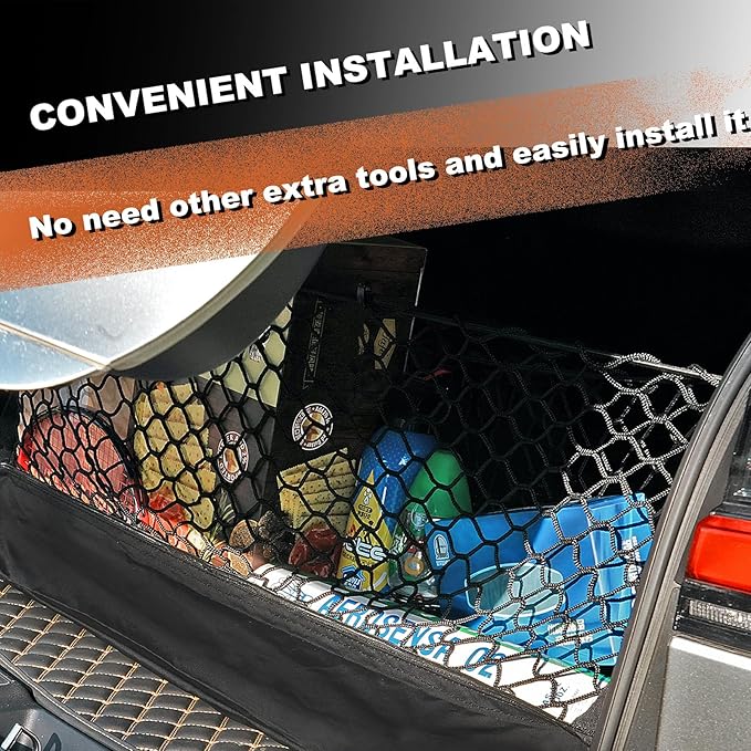Envelope Style Cargo Net Compatible with Chevrolet Chevy Suburban, Cadillac Escalade GMC Yukon XL Denali SLE SLT AT4 2026 2025 2024 2023 2022 2021 2020-2015 Trunk Car Rear Tailgate Touring Netting