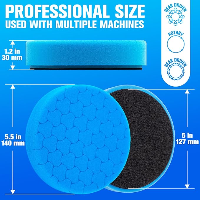 Blue Polish Pad, Buffing Polishing Pads, 1Pc 5.5 Inch Face for 5 Inch 125mm Backing Plate Compound Buffing Sponge Pads for Car Buffer Polisher Compounding, Polishing and Waxing
