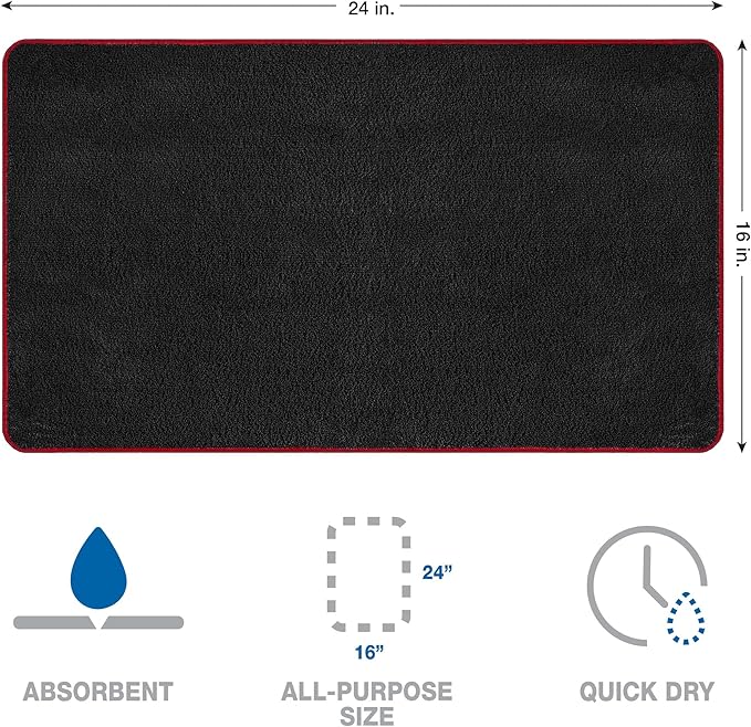 Detailer's Preference Dual Pile 400 GSM Microfiber Towels with Red Trim, All-Purpose Terry Weave Cleaning Cloths for Auto, Home, Boat, Scratch-Free & Reusable, 16x24 Inches, 12-Pack
