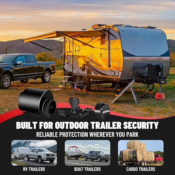 2-5/16” Trailer Coupler Lock, Heavy-Duty Anti-Theft Trailer Hitch Lock with 304 Stainless Steel Core, Fits RV, Boat, Utility & Cargo Trailers, Black