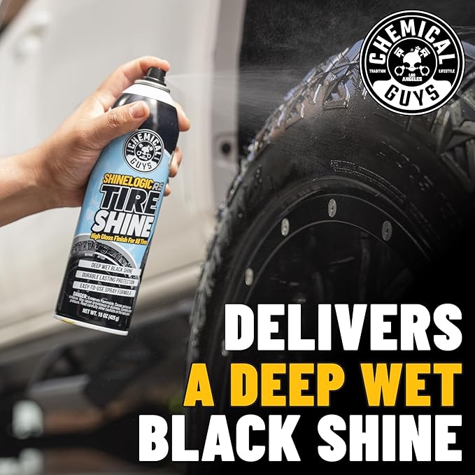 Chemical Guys ShineLogicRS Tire Shine, Deep Wet Black Shine, Safe for Cars, Trucks, Motorcycles, RVs & More, 15 fl oz
