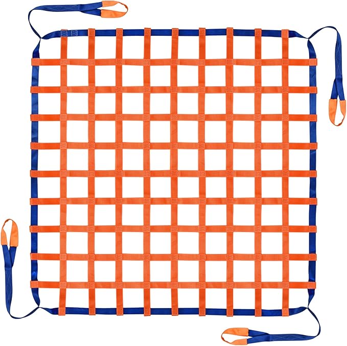 4.92' x 4.92' Cargo Lifting Nets - Flat Polyester Sling Hoisting Net - Max. Load Capacity: 2200lbs