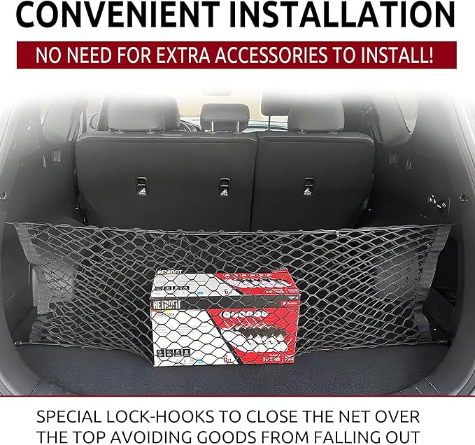 Envelope Style Trunk Mesh Cargo Net for Hyundai Santa FE SE SEL 2021-2026 - Car Accessories - Premium Trunk Organizers and Storage - Cargo Net for SUV - Vehicle Carrier Organizer for Hyundai Santa Fe