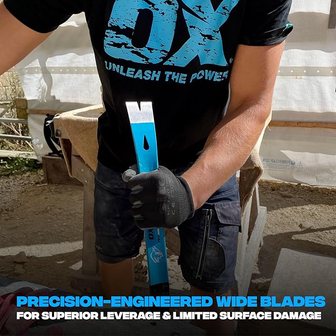 OX Pro 21" Flat Pry Bar - Heat Treated Forged Steel Flat Bar with Powder Coated Finish - Long Crowbar Tool - Pata De Cabra