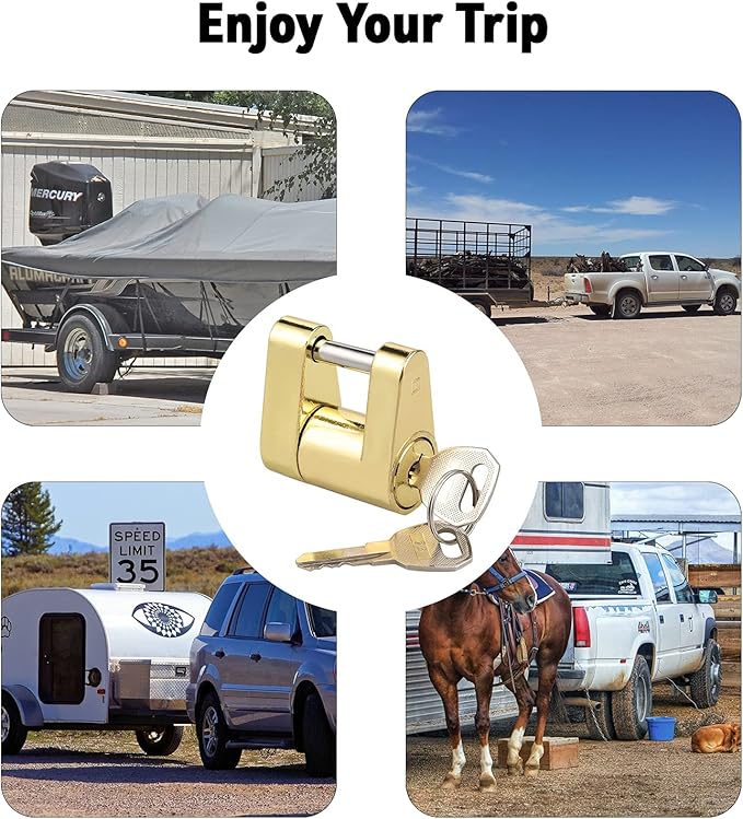 CZC AUTO Trailer Lock Dia 1/4 Inch, Coupler Lock 3/4 Inch Span Trailer Hitch Lock with Keys Trailer Coupler Lock for Tow Boat RV Truck Car's Coupler, 2 Pack