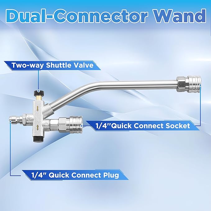 PWACCS Foam Cannon Dual Connector, Pressure Washer Car Wash Foam Gun, Short Power Washer Gun Kit with Dual-Connector Accessory, 1/4" Quick Connector, 1.5 Liter, 4000 PSI