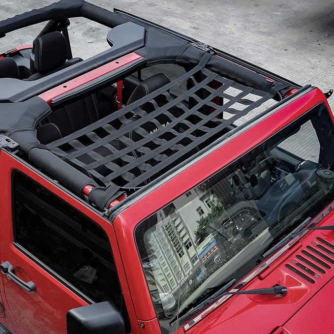 RT-TCZ Mesh Cargo Net, Car Roof Net Hammock for Jeep Wrangler YJ TJ JK JKU JL JLU 1987-2024