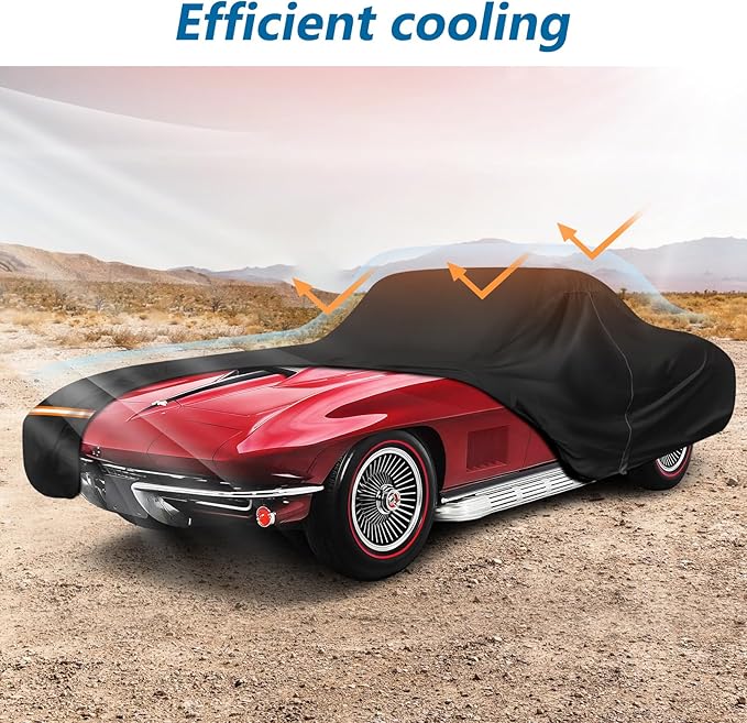 Waterproof Car Covers for Corvette C1 C2 1953-1967, Heavy Duty Car Covers for Automobiles Outdoor Full Cover Rain Sun UV Protection with Door Zipper and Straps for 1962-1967 Corvette C2