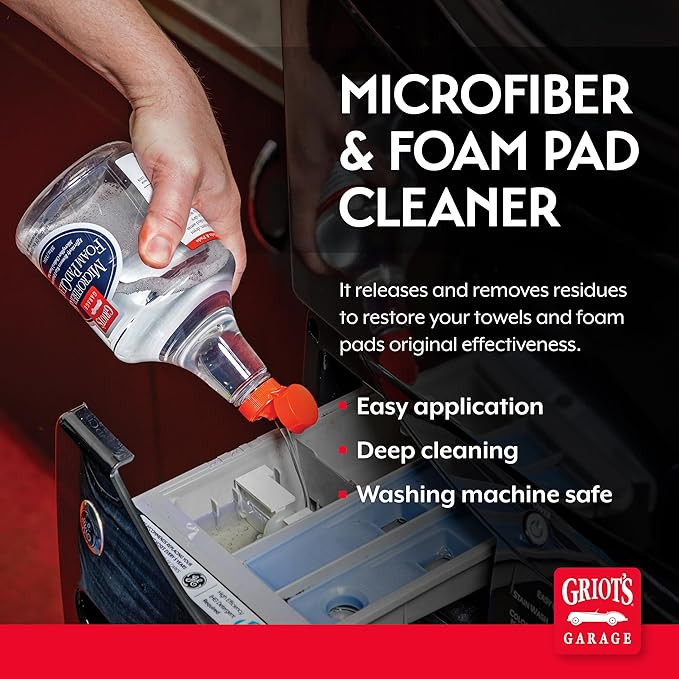 Griot's Garage Microfiber and Foam Pad Cleaner, Removes Polish, Wax, and Sealant Residue, Restores Your Car Cleaning Cloths' Effectiveness, 11078, 35 oz