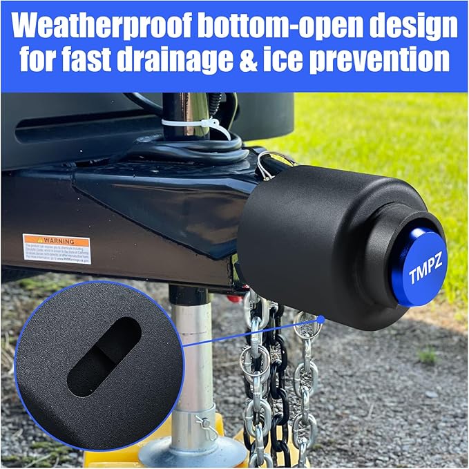 TMPZ Upgraded Heavy Duty Steel Trailer Hitch Lock for 2-5/16 Inch Couplers – Coupler Lock Secures Safety Chains, Anti-Theft Weatherproof Protection for RV, Boat, Camper & Utility Trailers (Blue)