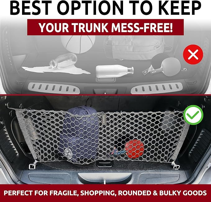 Envelope Style Trunk Mesh Cargo Net - For Jeep Grand Cherokee 2011 - 2021 Car Accessories - Premium Trunk Organizers and Storage - SUV Truck Cargo Nets - Vehicle Carrier Organizer for Cherokee WK
