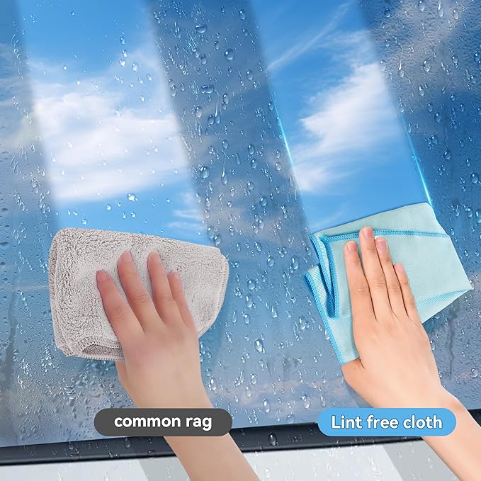 8Pcs Microfibre Glass Cleaning Cloth 290GSM, Lint Free Glass Cloth for Polishing Mirrors Stainless Steel, Windows, All-Purpose Microfiber Towels(Blue, 30 x 40 cm)