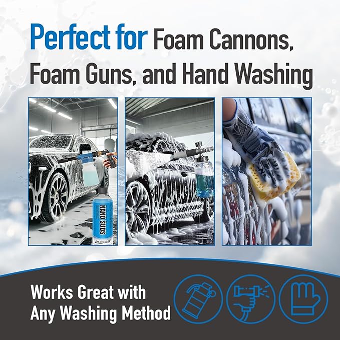 Nanoskin NANO SUDS Foaming Car Wash Shampoo 30 Gallons - Works with Foam Cannon, Foam Gun, Bucket Washes, Car Soap for Pressure Washer | Safe for Cars Trucks, Motorcycles, RVs & More | Fruity Scented