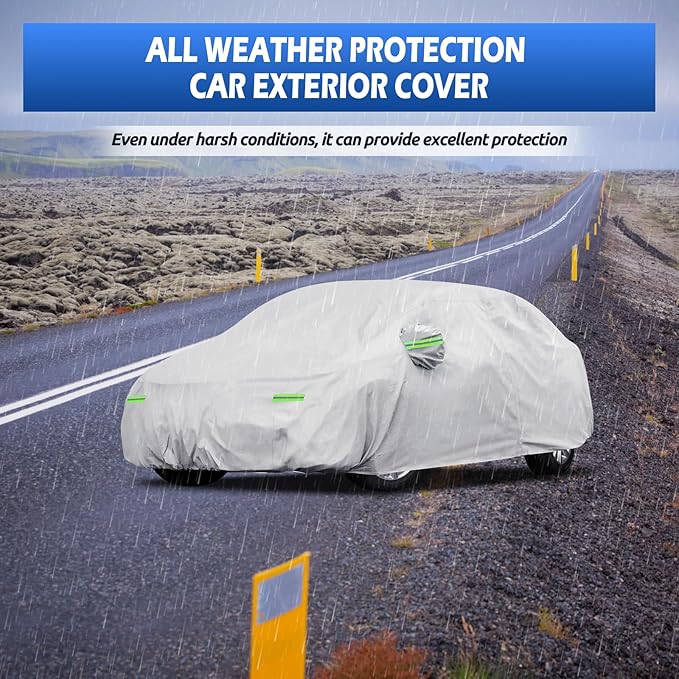 Car Cover Custom Fit for Toyota Corolla 2000-2026, Honda Civic 1991-2026, Migaven Waterproof Full Exterior Cover Sun Rain Protection with Door Zipper and Cotton Lining