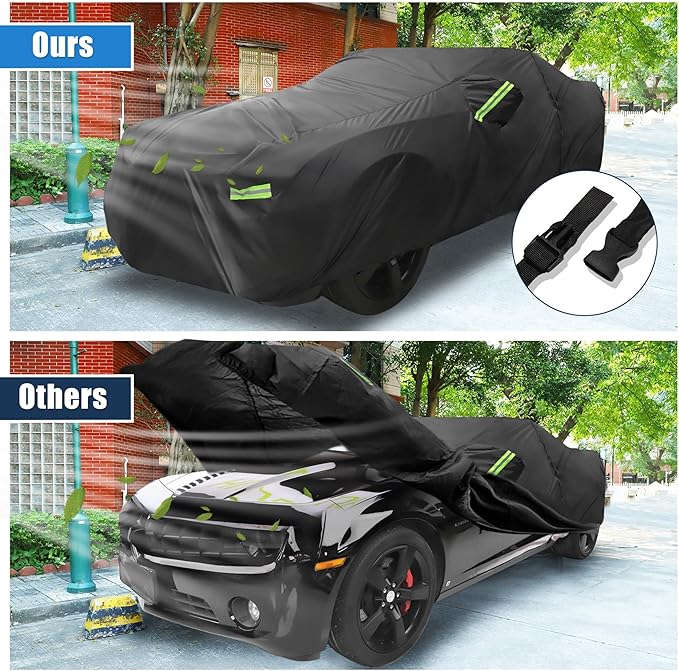 X AUTOHAUX Waterproof Car Cover for Chevrolet Camaro 2010-2021 210D Outdoor Full Car Cover All Weather Windproof Sun Rain Protection with Door Zipper
