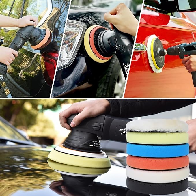 IPELY 6 Pcs 5 Inch Buffing Pads, Polishing Pads 5.5 Inch 140 mm Face for 5 Inch 125mm Base Plate Compounds, Buffer Pads for Polishing and Waxing