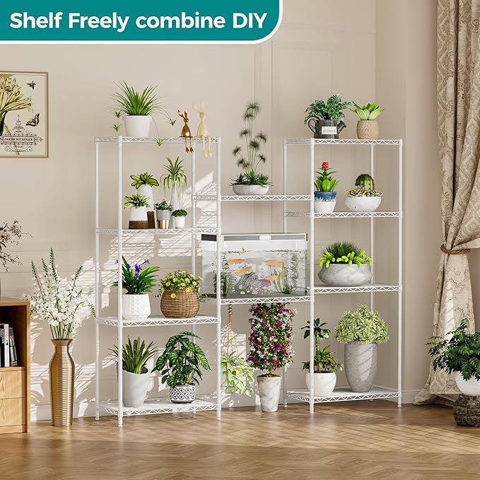 SINGAYE Shelf Wire Shelving Adjustable Storage Shelves Rack Standing Units for Kitchen Closet Laundry Bathroom Organizers Metal Pantry Narrow Mesh Gaps 12" D x 22" W x 59" H White