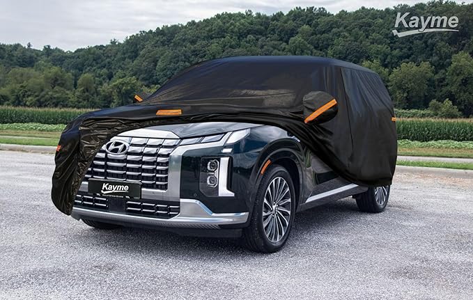 Kayme 7 Layers SUV Car Cover Custom Fit for Hyundai Palisade (2019-2025) Waterproof All Weather for Automobiles, Outdoor Full Cover Rain Sun UV Protection.Black