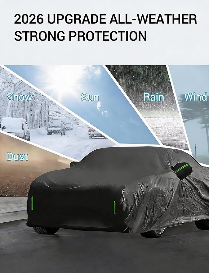 Proadsy 2026 Car Cover Fit for Chevrolet Chevy Malibu 2016-2025 2026, Waterproof All Weather, Windproof Snowproof Rain Hail Sun UV Dust Snow Protection Full Outdoor Indoor Exterior Car Covers