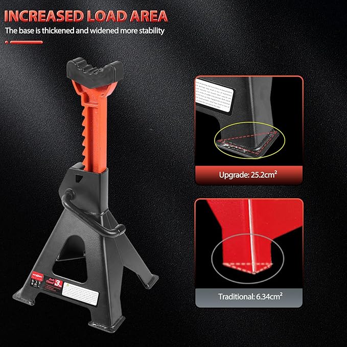 Car Jack Stands 3 Ton (6,600 lbs) with Double Locking Large Foot Base Gloves,Heavy Duty Car Jack Stand with Rubber Pads, Adjustable 11.22"-16.54" Jack Stands for Trucks,SUV, MPV,Home Garage,1 Pair