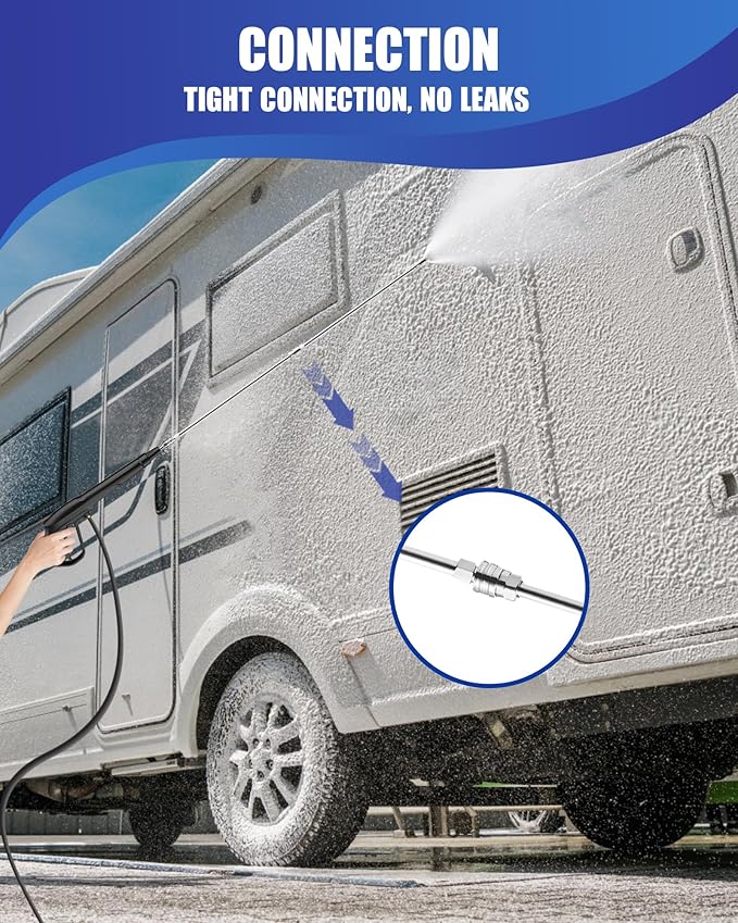 Pressure Washer Extension Wand, 17 Inch Stainless Steel power washer extension wand with 1/4" Quick Connect, Compatible with Foam Cannon for Car Wash and Gutter (2 Pack)