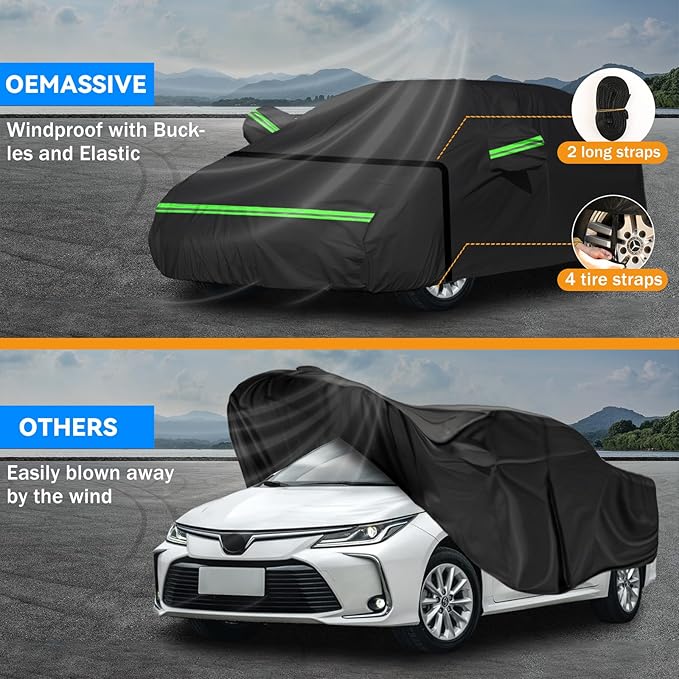 Car Cover for Toyota Corolla 2000-2025,Waterproof Car Cover Custom All Weather Full Exterior Cover Rain Sun Protector with Windproof Straps & Zippered Doors‌
