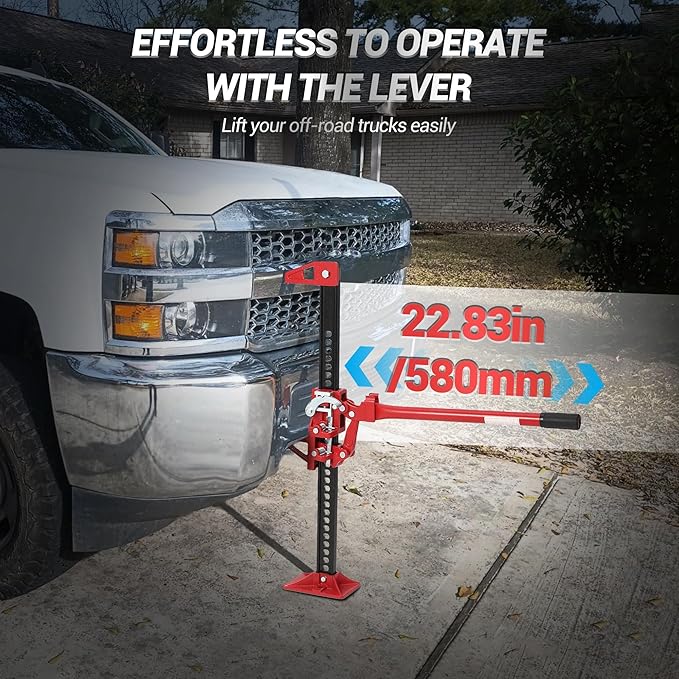 GarveeTech 33" Farm Jack, 3 Ton Capacity Ratcheting Off Road, Utility Heavy-Duty F-arm J-ack for Tractor, Truck, SUV, Lift Height 5.12-25.39 inches