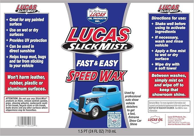Lucas Oil Slick Mist Speed Wax | 24 Ounce | Pack of 2