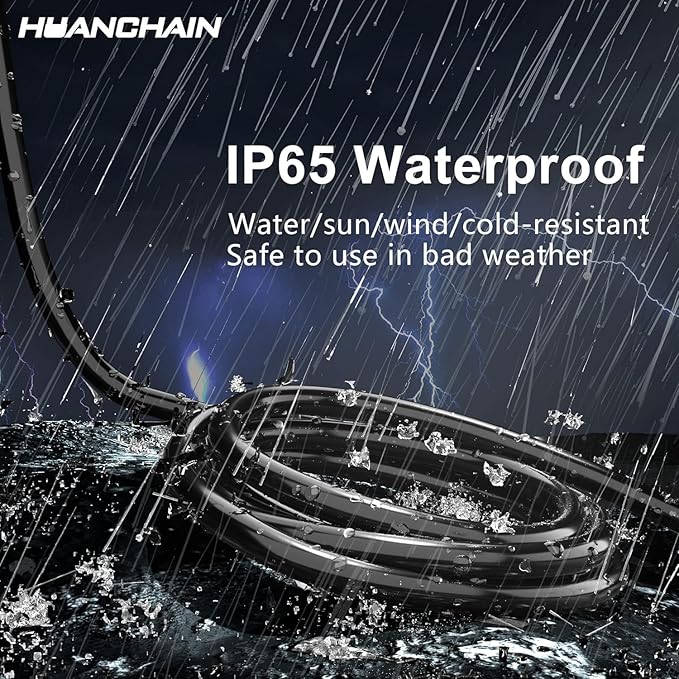 HUANCHAIN Indoor Outdoor Black Extension Cord 25 ft 2 Pack Waterproof, 16/3 Gauge Flexible Cold-Resistant Appliance Cable Outside, 13A 1625W 16AWG SJTW, 3 Prong Electric Cord, ETL