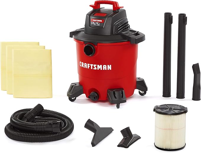 CRAFTSMAN CMXEVBE17590 9 Gallon 4.25 Peak HP Wet/Dry Vac, Portable Shop Vacuum with Attachments and Additional Dust Collection Bags