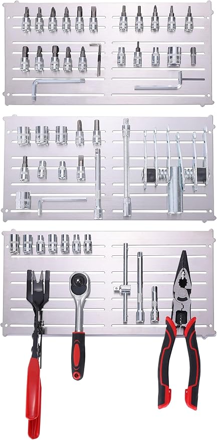 Magnetic Tool Holder & Pad, Mechanic Tool Tray, Magnetic Parts Mat, Automotive Organizer for Screws, Bolts, Wrench and Socket, Super Strong Magnets Stay Vertical, Horizontal and Upside Down (Set of 3)