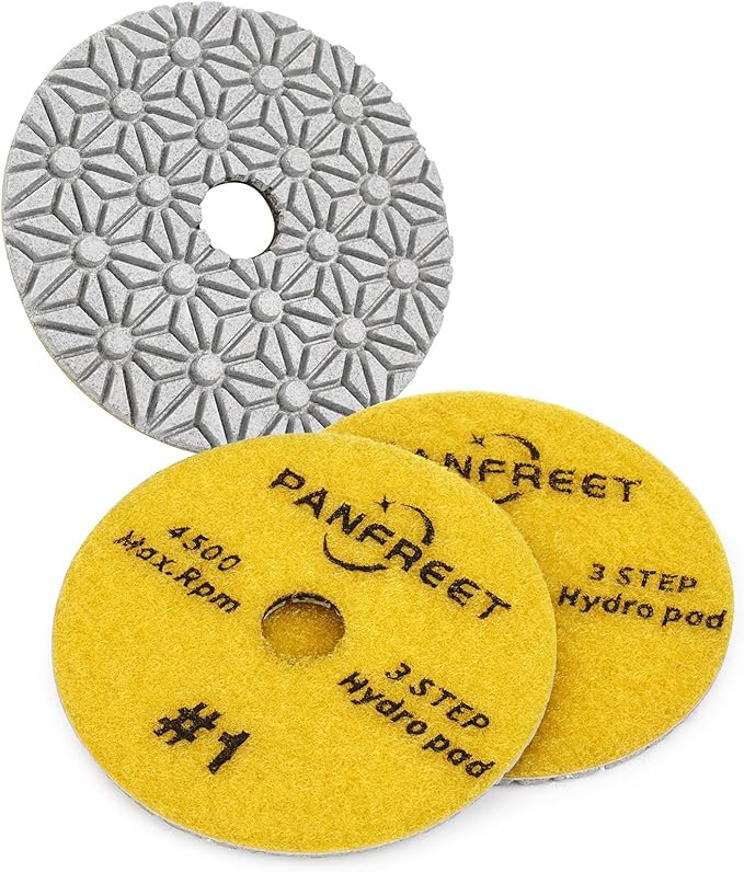 Wet/Dry 3 Step 4 Inch Diamond Polishing Pads,Step 1 Granite Polishing Pads for Granite Quartz Marble Concrete Terrazzo