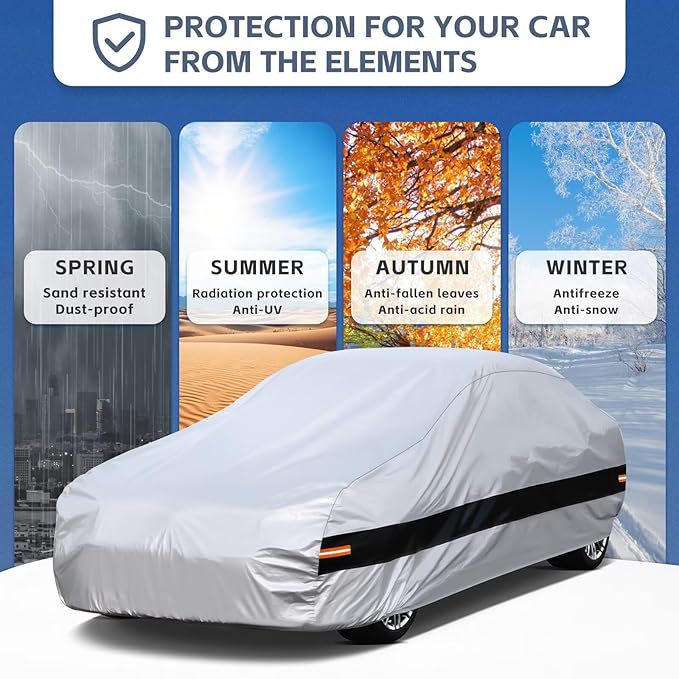 10 Layers Car Cover Custom Fit for BMW Z4 E85, E89, G29 (2009-2025), Waterproof All Weather for Automobiles, Outdoor Full Cover Sun Dust Rain Protection with Cotton. Silver