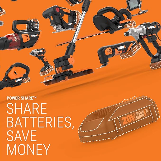 WORX Nitro WX031L.9 20V 2.1 Gal Cordless Wet/Dry Vacuum (Tool Only), Black, Orange