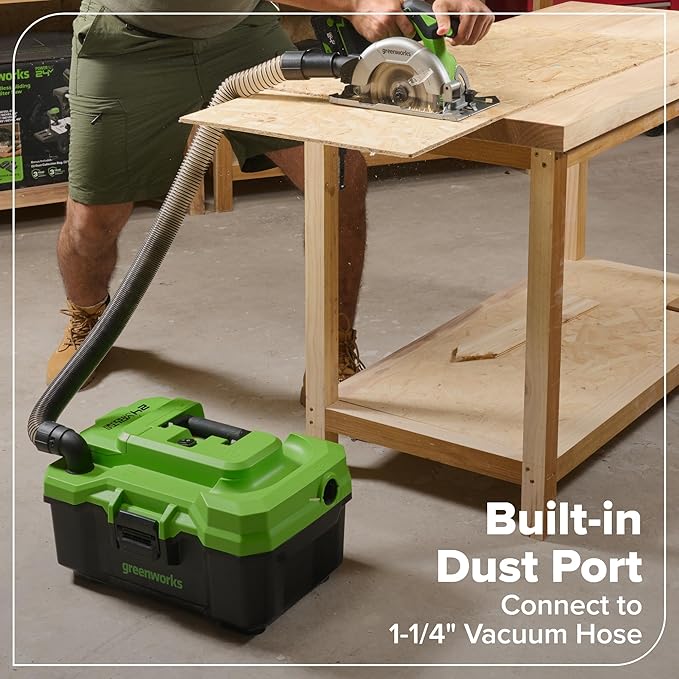 GREENWORKS 24V (6-Tool) Combo (Drill, Impact Driver, Circular Saw, Reciprocating Saw, Multi-Tool, Flashlight), 4.0Ah + 2.0Ah (24,000mAh Power Bank) Batteries, (2) Cables, 65W Rapid Charger