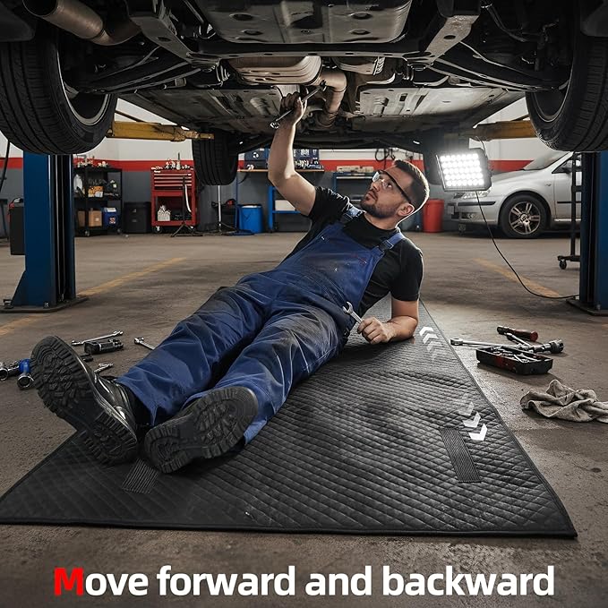 AggAuto Portable Rolling Creeper Mat - 60 x 32in Extra Wide Mechanic Mat, Waterproof PU Material, Foldable Design for Under Car Repair in Garage/Parking Lot/Outdoor, with Storage Bag