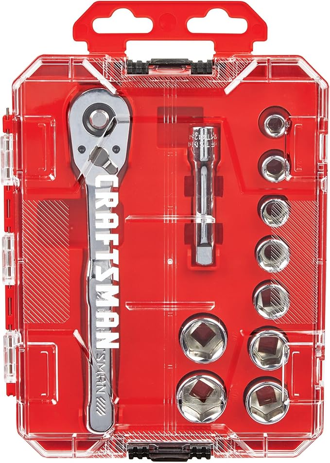 CRAFTSMAN 11-Piece Socket Set, Metric, 3/8 Inch Drive, Low Profile Ratchet (CMMT12127)