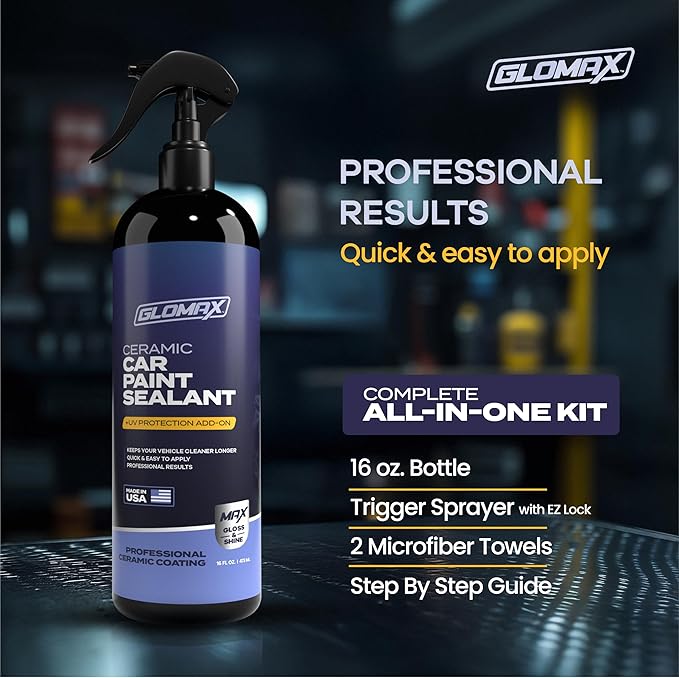 Premium Ceramic Coating for Cars with UV Protection (16 oz) – Extremely Hydrophobic & Slick Car Wax Spray, Long-Lasting, Quick & Easy Application, Maximum Gloss & Shine.
