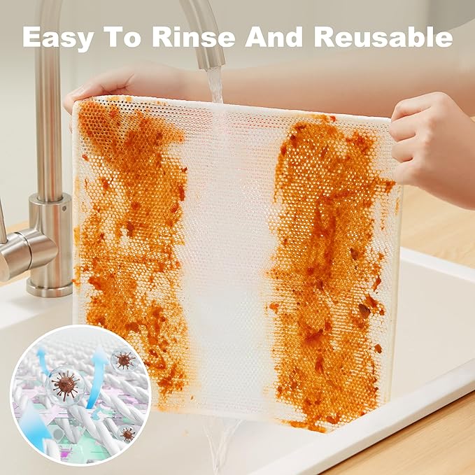 JOYMOOP Multipurpose Wire Dish Rags 11.8" x11.8", Rainbow Laser Dish Cloths for Washing Dishes, Reusable Cleaning Cloths, Non-Scratch Dishwashing Rags for Dishes, Glass, Stainless Steel - 20 Pack