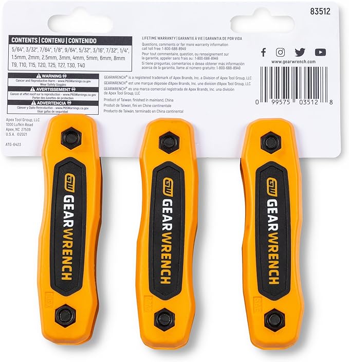 GEARWRENCH 25 Piece SAE/Metric/Torx® Folding Hex Key Set - 83512