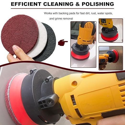 15 Pack 5 Inch Hoop and Loop Multipurpose Scrubber Scouring Pads - Flocking Scuff Pads, Conditioning Discs Polishing Pads for Furniture Automotive Cleaning, Rust Removal