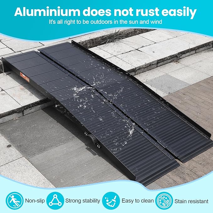 Wheelchair Ramp 6ft, Portable Non-Skid Aluminum Ramps for Wheelchairs for Home Steps, 800 LBS Capacity Handicap Ramp for Doorway, Homes, Threshold, Entry, Stairs 72" Lx 29.2" Wx2H