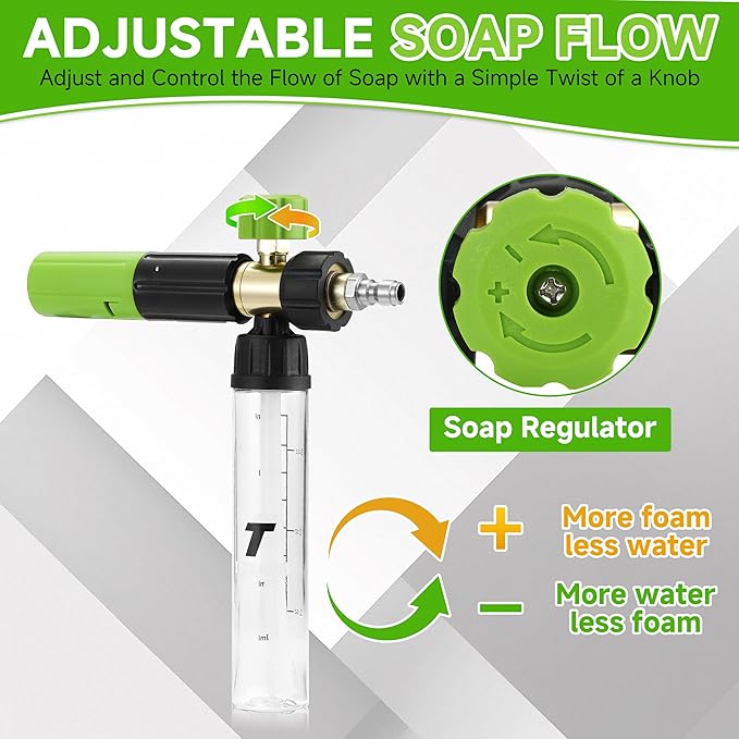 Tool Daily Short Pressure Washer Gun with Mini Foam Cannon, Dual Connector Accessory, 5 Power Washer Nozzle Tips, 1/4 Inch Quick Connect