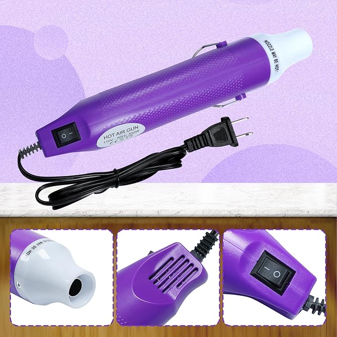Heat Gun For Crafting, Mini Hot Air Gun For DIY Crafts,Heating Gun,Portable Heat-Gun Tool For Embossing Shrink Wrapping Drying Paint (Purple)