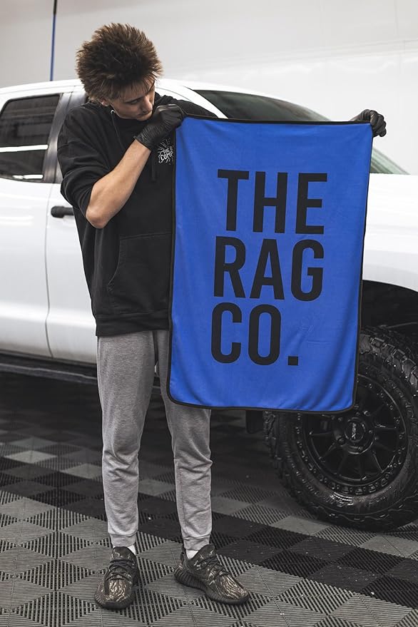 The Rag Company - Slim Dryer Towel - Ultra-Absorbent Korean Microfiber, Suede Edge, 25"x35" Royal Blue