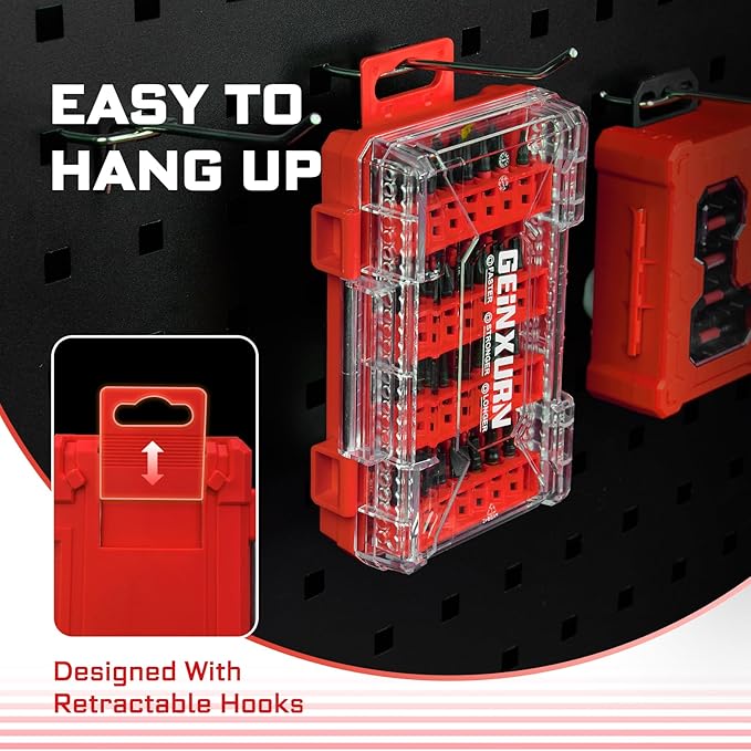 Geinxurn 1Pc Red Storage Box Case, small parts box with detachable divider, Screwdriver Bit Set Box