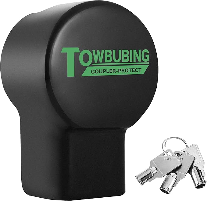 Trailer Lock Fits 2 Inch Coupler, Upgrade Anti Theft Heavy-Duty Steel Trailer Hitch Locks, Camper Accessories for RV, Trailer, Boat, Pickup (2In)