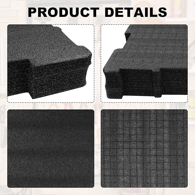 (2 Pack) Foam Insert Compatible with DeWalt TSTAK Tool Boxes - Fits DWST17808, DWST17807, DWST17805 - Replacement for DWST88801 - Customizable Tool Organizer Block + Bottom Base Pads (4 Pieces Total)