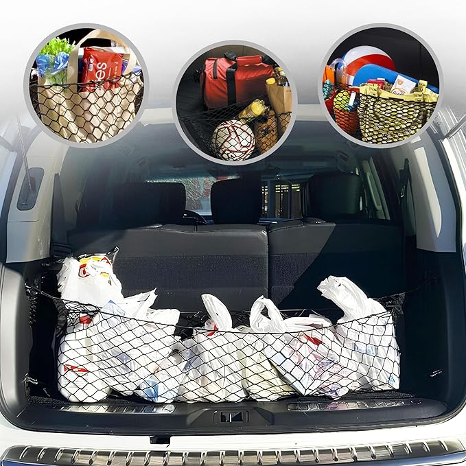 Envelope Style Automotive Elastic Trunk Mesh Cargo Net for For Nissan Armada 2005-2023 - Premium Trunk Organizer and Storage - Luggage Net for SUV