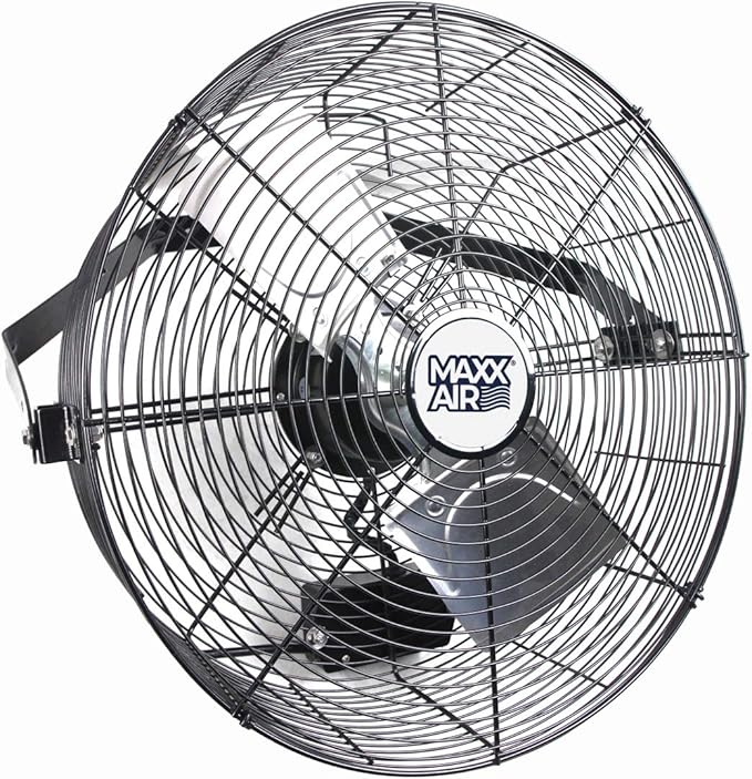 Maxx Air Wall Mount Fan | 18" Commercial Grade Fan for, Garages, Shop, Barns and Patios for Outdoor Use | Easy Operation and Powerful 1,450 CFM | Industrial Wall Mount